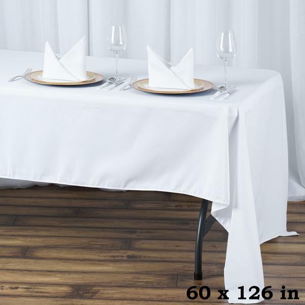 5 Seamless 126x60 inch Rectangular Polyester Tablecloths Banquet Event 3 COLORS