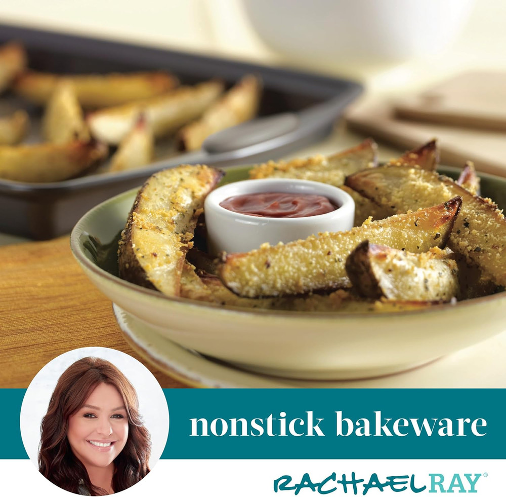 Nonstick Bakeware Set with Grips - 3 Piece Gray Cookie Sheets