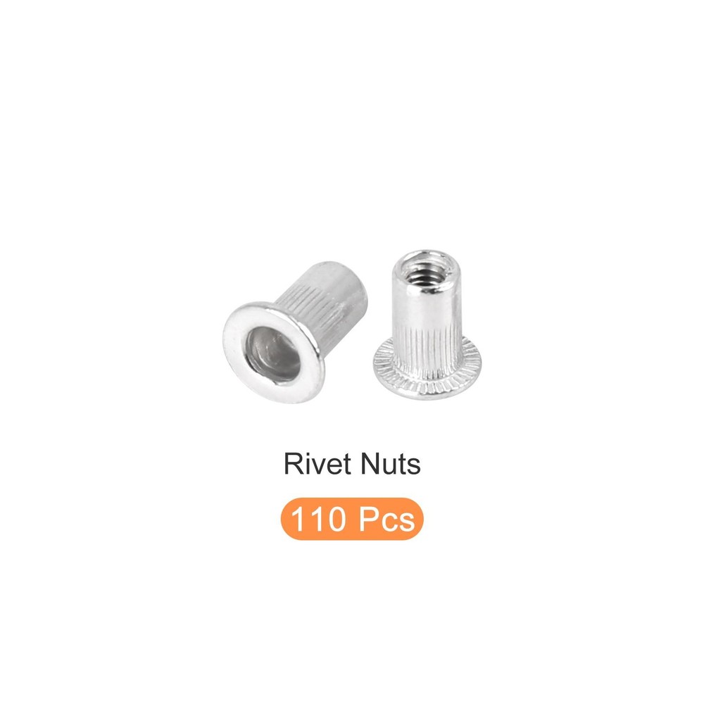 Rivet Nuts (M4) 110Pcs, Aluminum Alloy Knurled Threaded Insert Nuts
