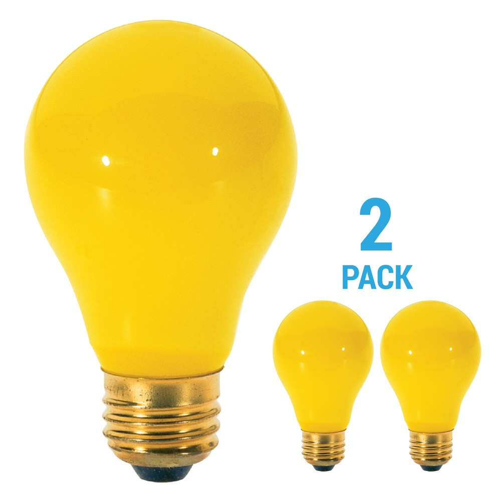 Pack YELLOW BUG LIGHT BULBS 60W Watt A19 Medium E26 120V 60A/Bug 60A/YB 60A19/Y