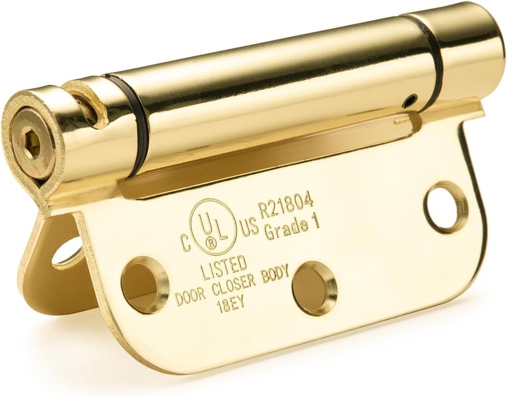 Self-Closing Door Hinge 3.5 Inch Rounded, Spring Loaded Hinge Adjustable Tension