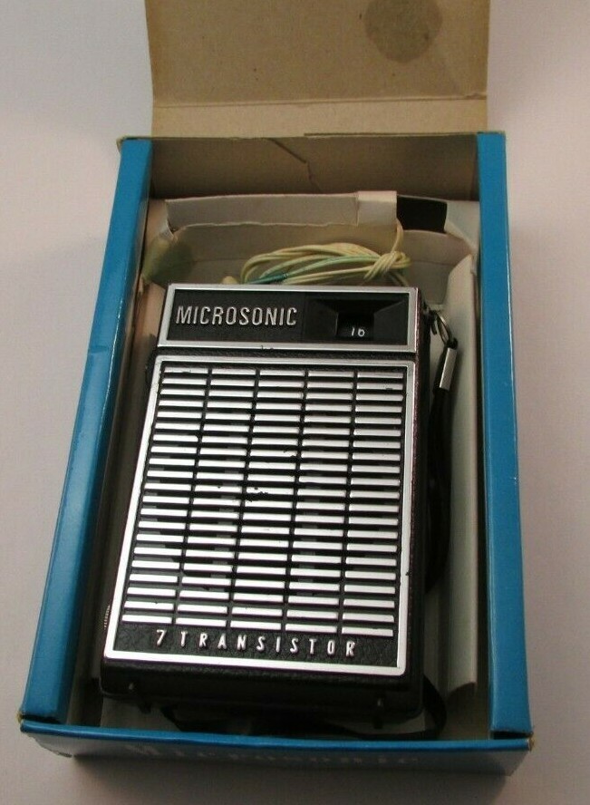 Vintage Microsonic 7 Transistor Radio Model 700 Box Instructions Earplug Tested