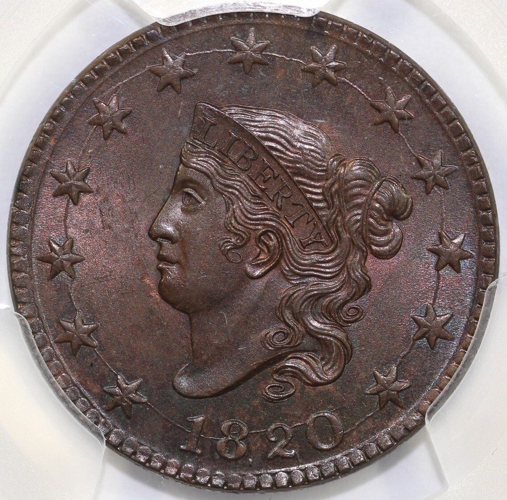 1820 1c Large Date N-13 Coronet or Matron Head Large Cent PCGS MS 64 BN