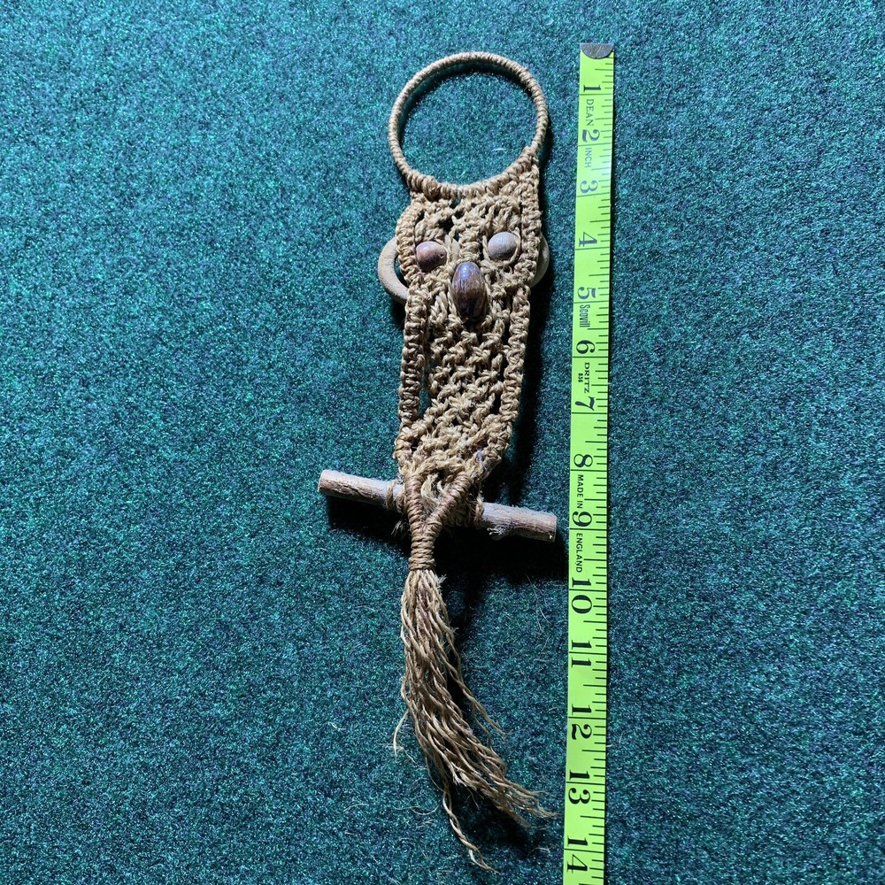 MCM Jute Boho Style Macrame Owl 14” 4”