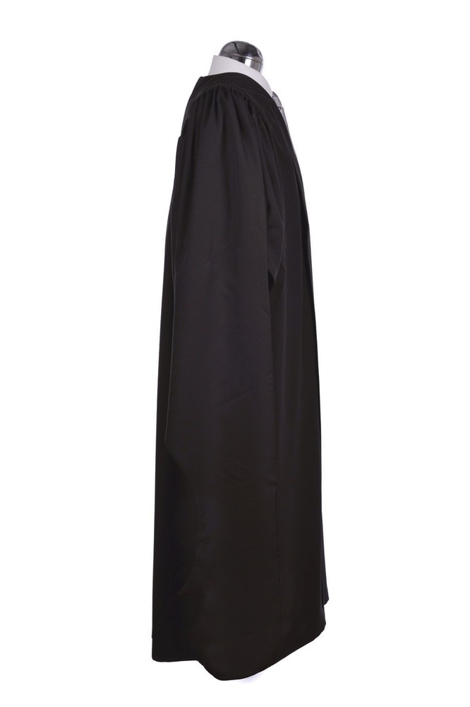 Masters Graduation Gown University Fully Fluted Academic Black Robe MA