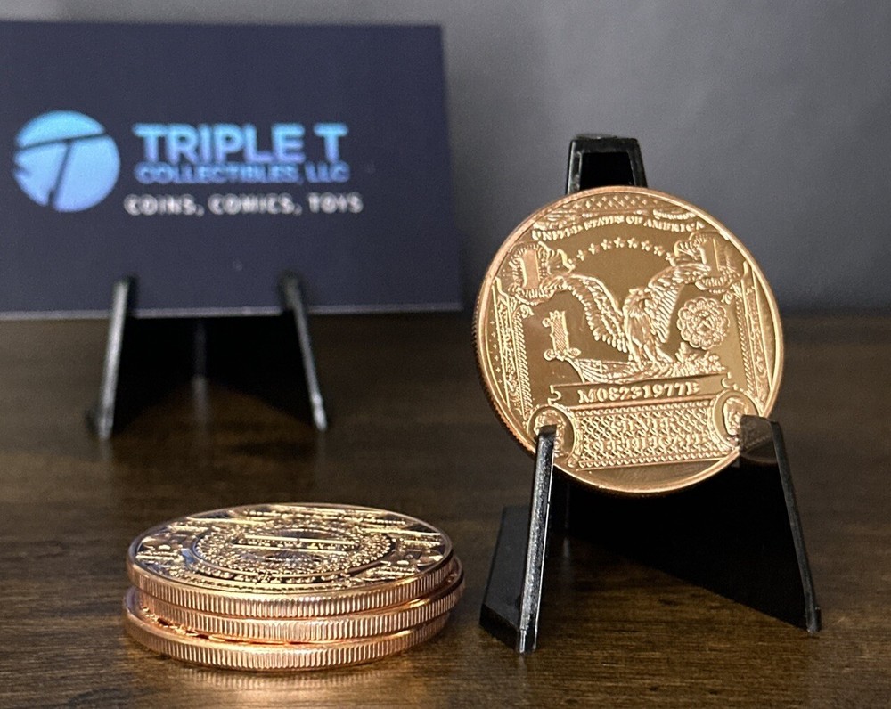 1 oz Copper Round - $1 Black Eagle Note