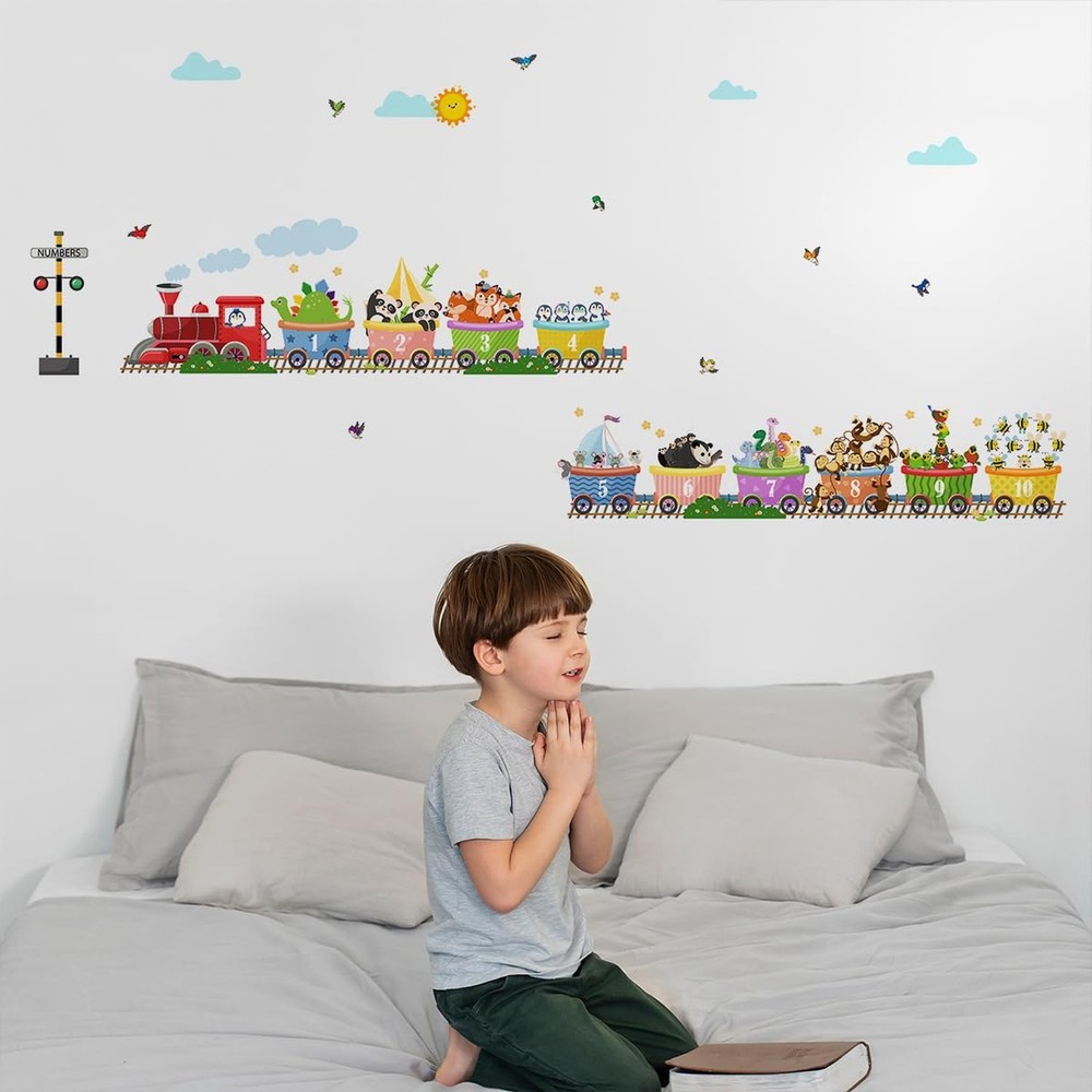 Alphabet Animals Train Color Learning Educational Wall Decals Peel and Stick ...
