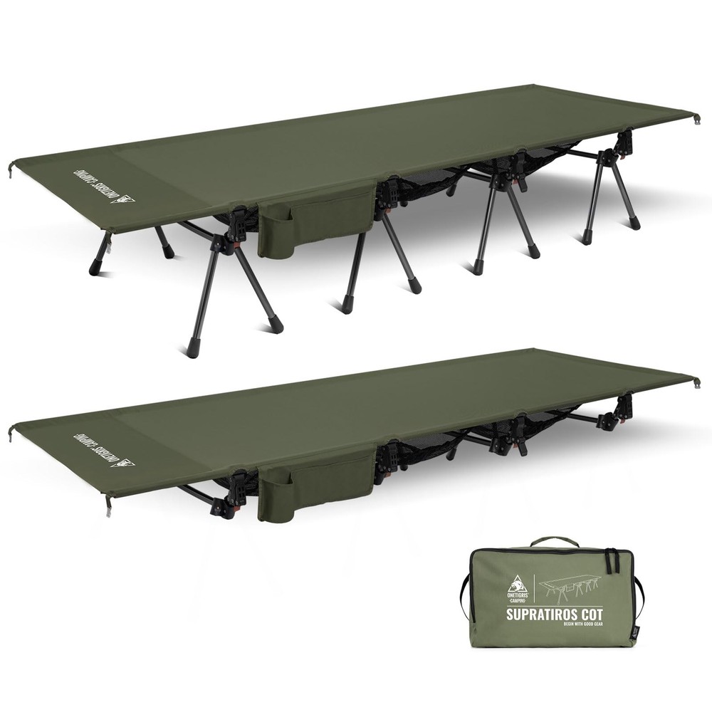 SUPRATIROS Extra Large Camping Cot, Height Adjustable Oversized Sleeping Cot ...