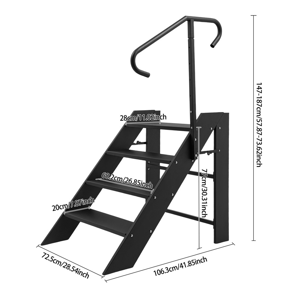 4 Step Ladder Step With Adjustable Handrail Foldable Ladder 110kg/242.51lbs