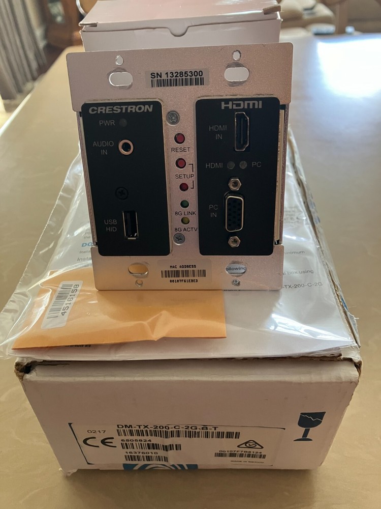 Crestron DM-TX-200-C-2G-B-T 2-gang AV input panel, refurb