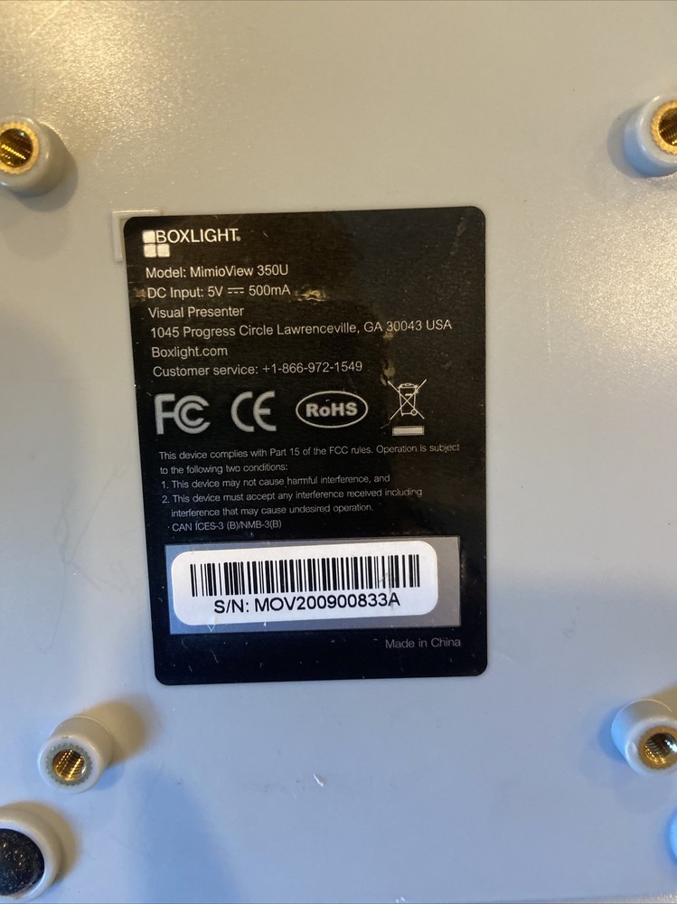 Boxlight Mimio VIEW 350U - Document Camera **UNTESTED**