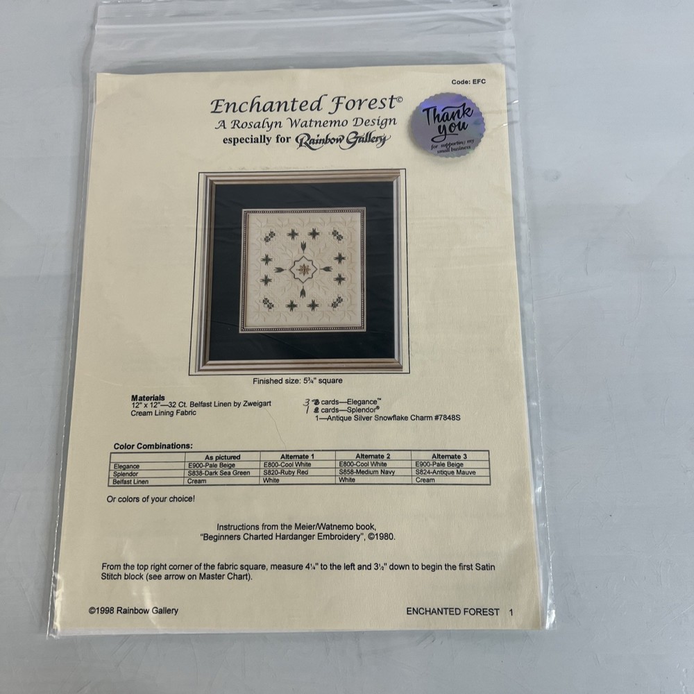 ENCHANTED FOREST Stitch Pattern By Rainbow Gallery A Rosalyn Watnemo Design 1998