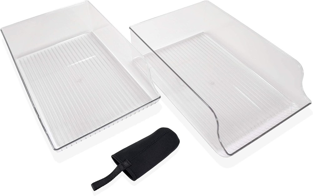 2 Pack Refrigerator Water Bottle Holder Bin Organizer Clear Plastic NEW