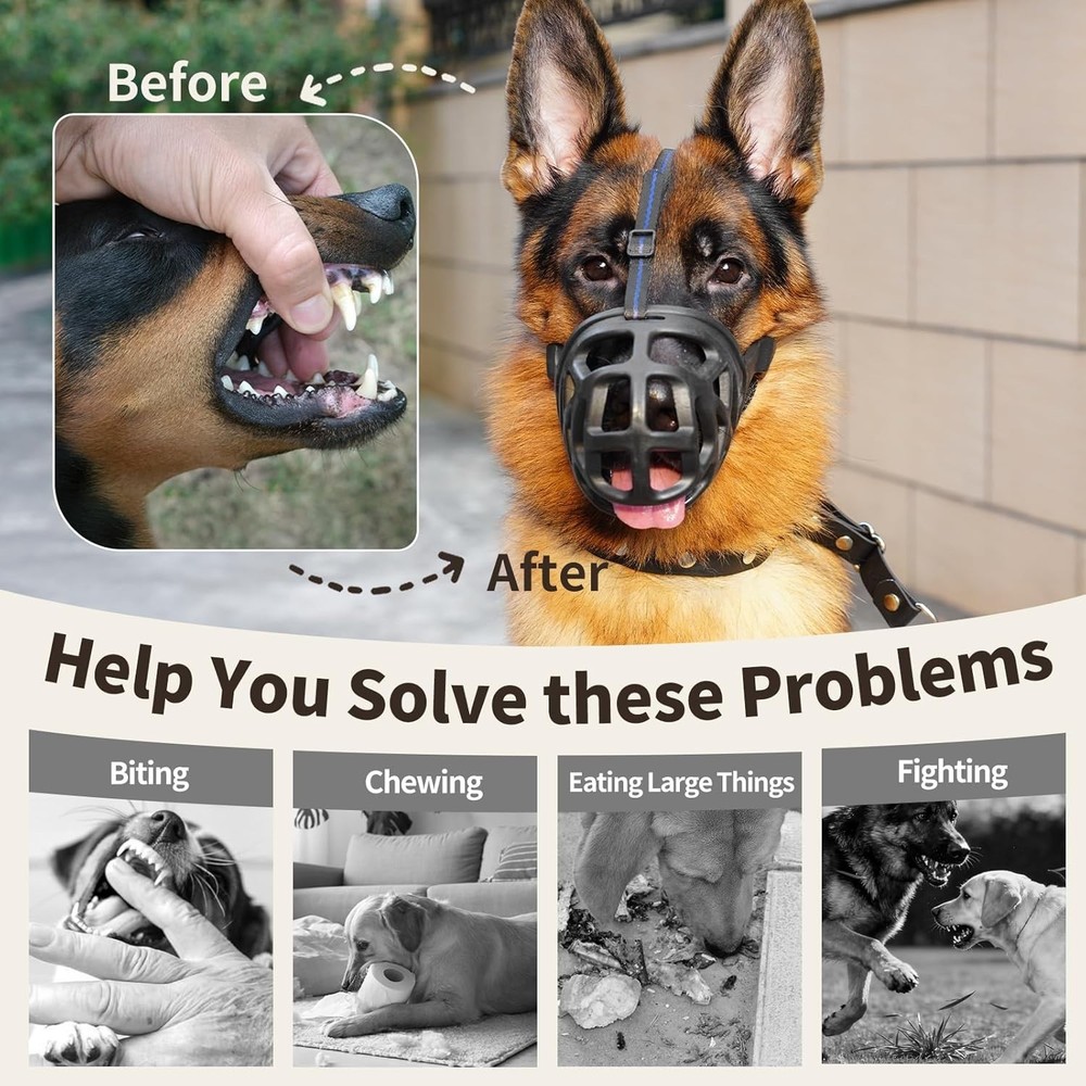 Adjustable Breathable Basket Muzzle for Medium Dogs - Safety & Comfort
