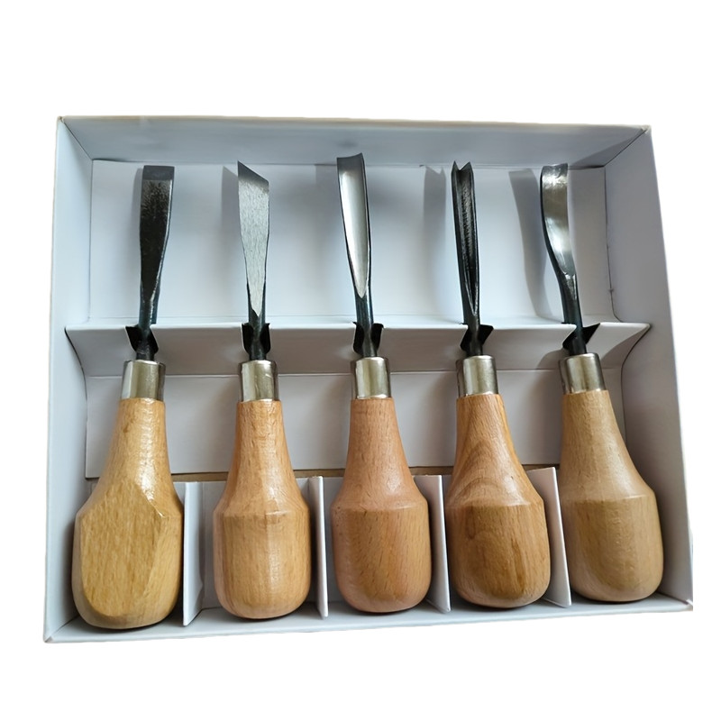 5Pcs Professional Wood Carving Hand Chisels Tools Set Woodworking Gouges Lathe