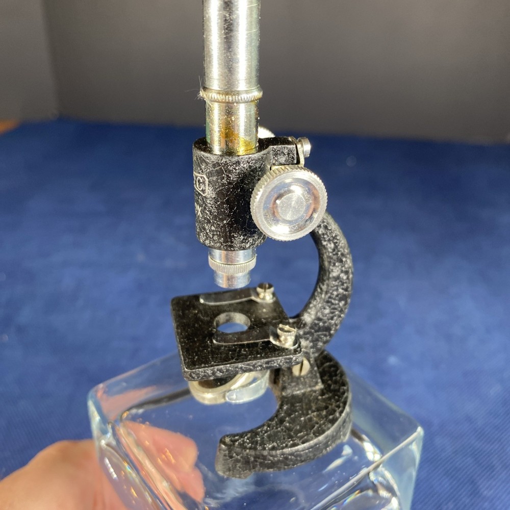 Miniature Microscope Black & Silver Metal - Approximately 4 Inches High