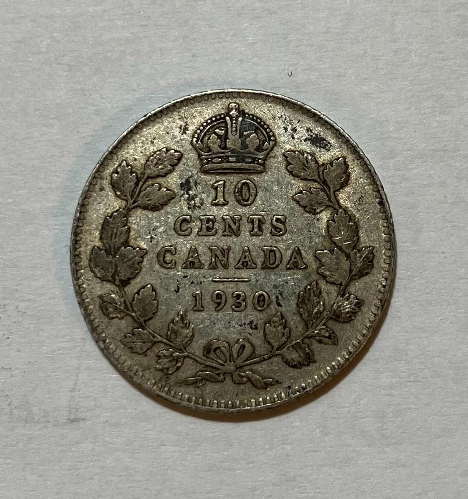 1930 Canada Silver 10 Cents