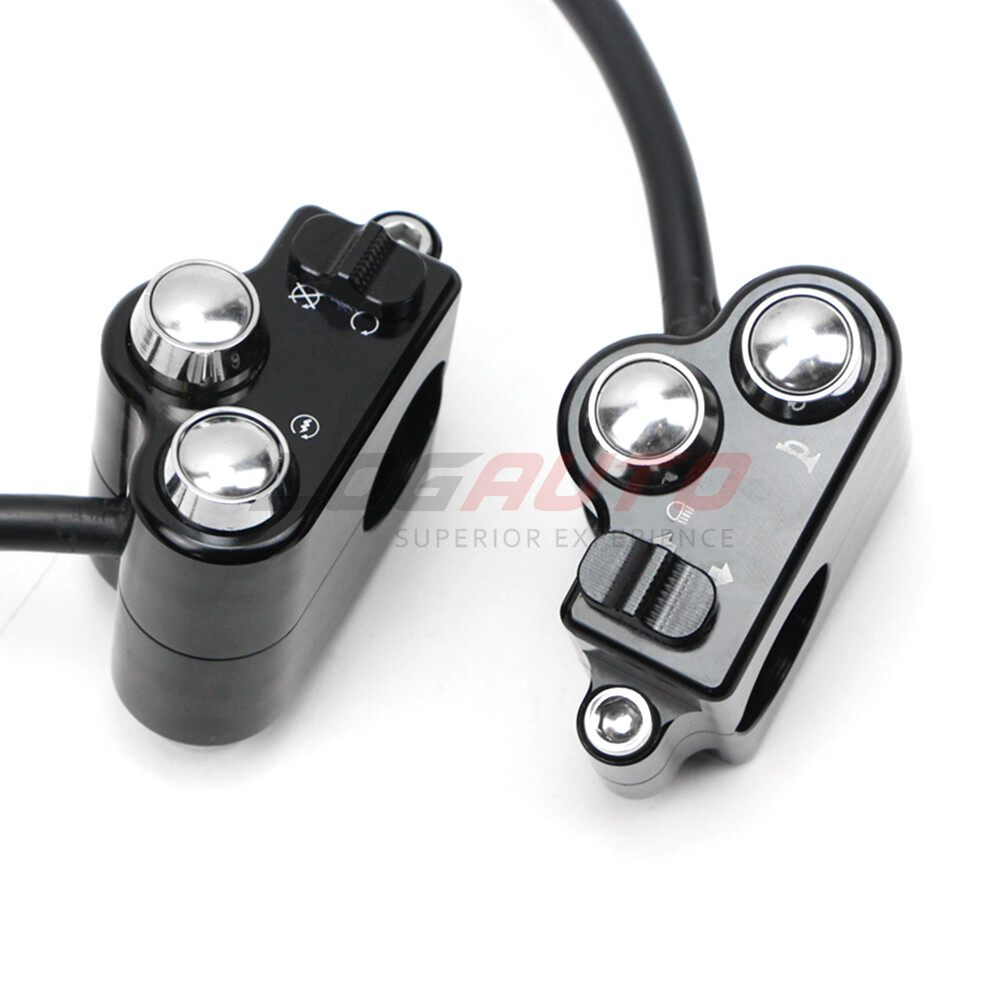 For Harley Universal 1'' Handlebar Control Switch Motorcycle Start Button Black