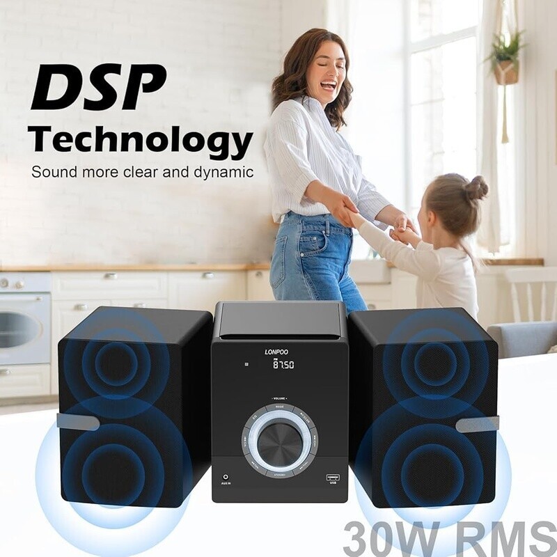 Compact Stereo CD Player Home System Bluetooth FM Radio USB Playback Remote New