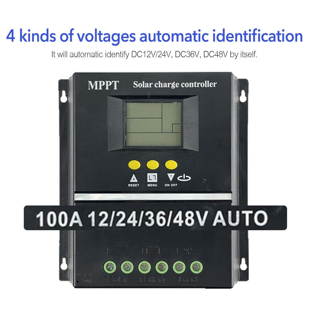 100A MPPT Solar Charge Controller LCD Display Battery Intelligent Regulator