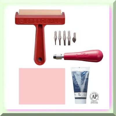Complete Block Printing Kit with Ink and Tools