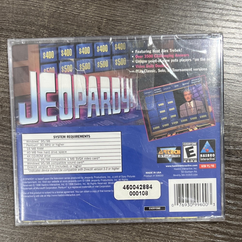 Hasbro Interactive Jeopardy! 1st Edition PC Game CD-ROM Windows 95 98