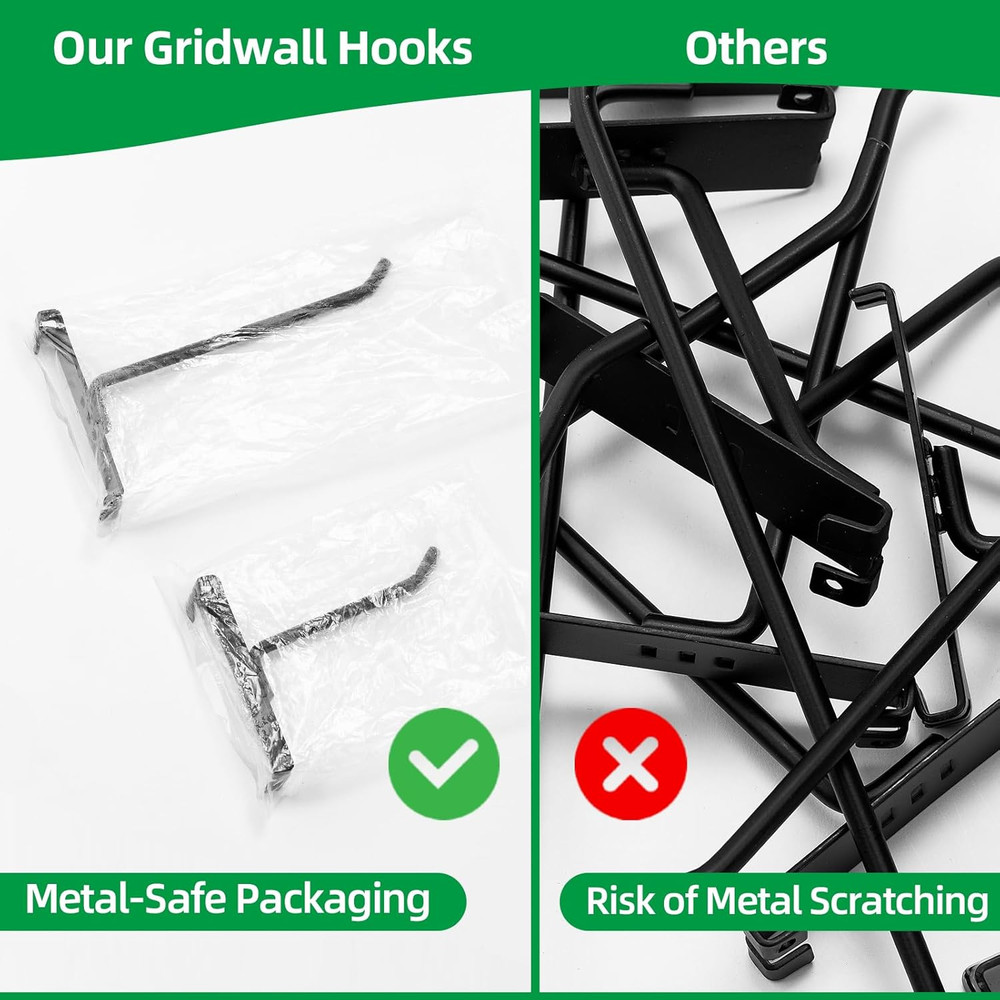 4 Inch Gridwall Hooks, Grid Panel Hanging Hooks for Retail, Home, and Workspace