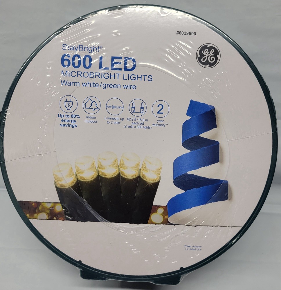 Ge Staybright Micro Bright 600ct LED Warm White Dome String Lights 124 Ft Spool