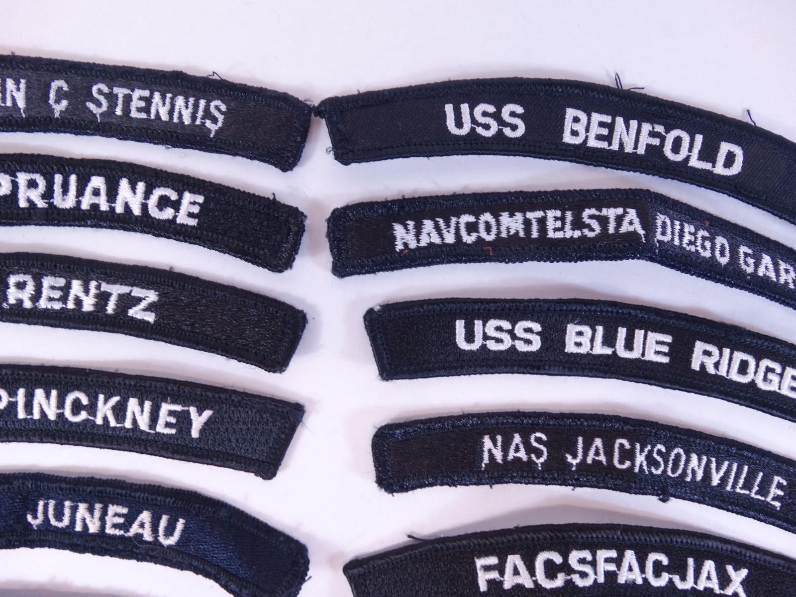 Lot of 24 - US NAVY SHOULDER STRIP TAB Rocker Patches USS Military USA America