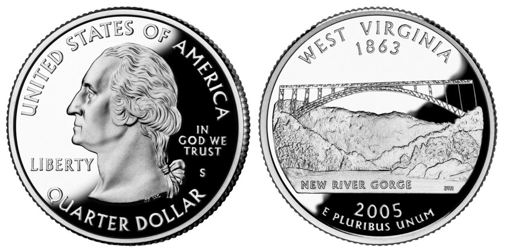 2005 S WEST VIRGINIA STATE QUARTER   PROOF (VERY NICE COIN)
