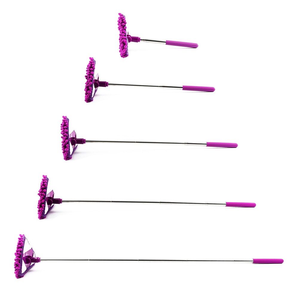 Smart Home Retractable Long Handle Microfiber Dusting Tools with Rotating Heads