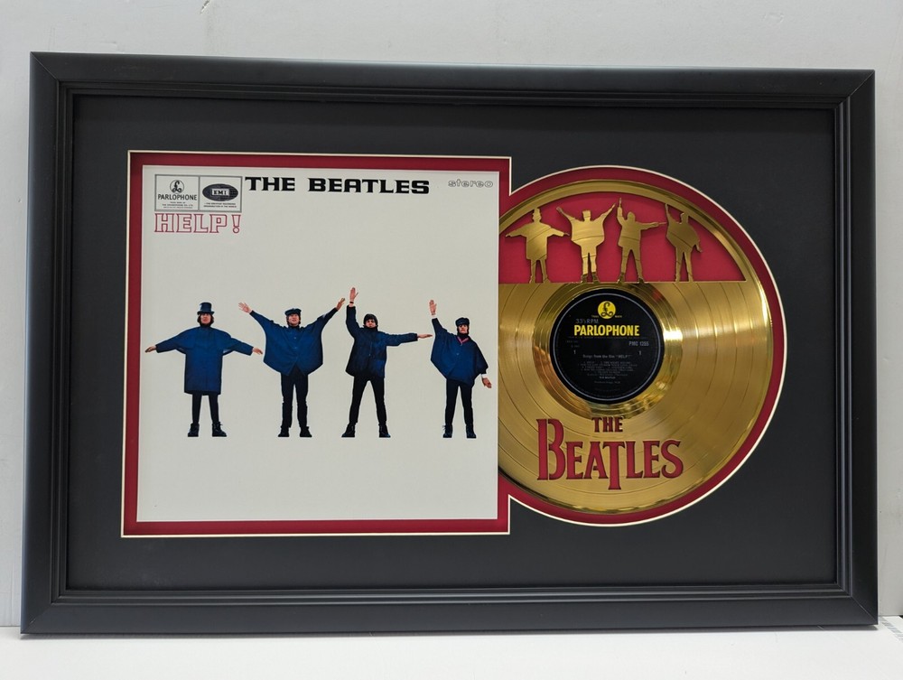 Beatles HELP Gold or Platinum Laser Cut LP Record Display