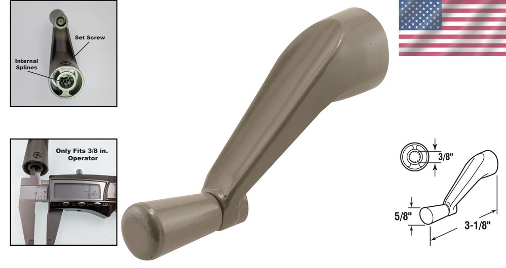 Durable 3/8 Inch Stone Window Crank Handle - Easy Installation & Replacement