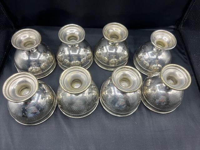 A Set of 8 Vintage EPNS Engraved Silverplated Goblets