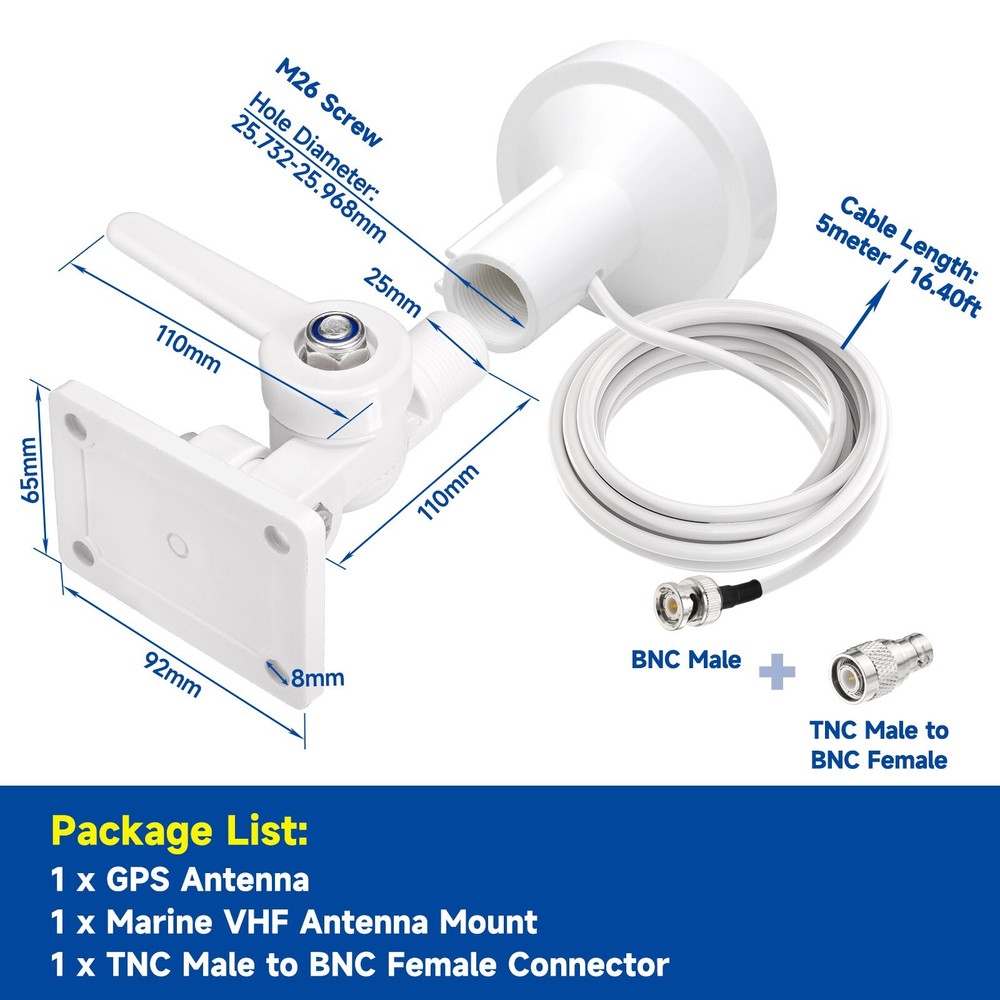 Boat Marine GPS Navigation External Antenna 5m Cable Bracket for Garmin GPSMAP