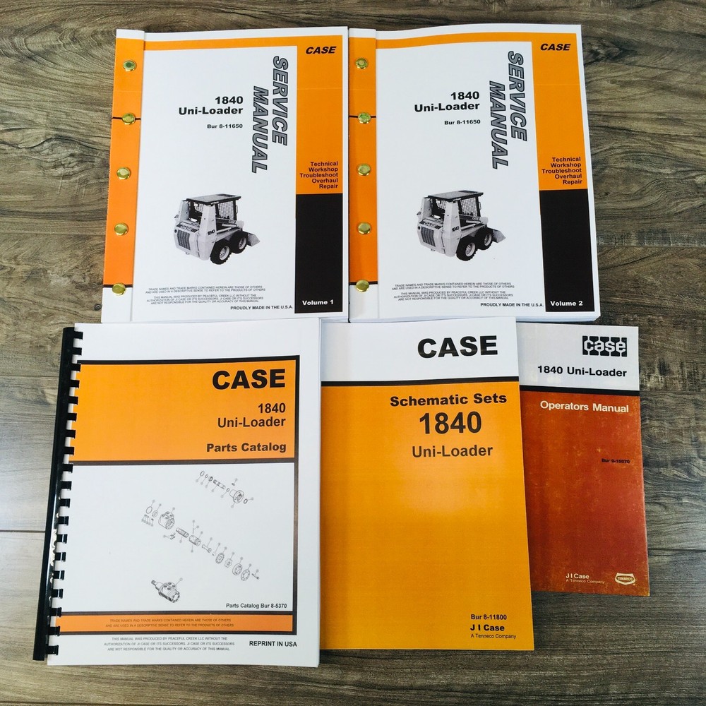 Case 1840 Uni-Loader Skid Steer Service Parts Operator Manual Shop Book Overhaul