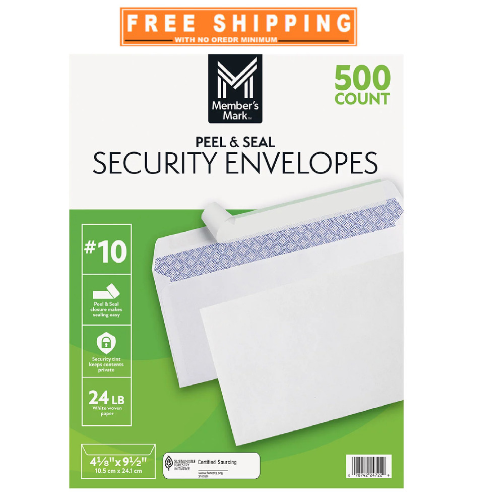 Member's Mark Envelope #10, Peel and Seal 500 ct.