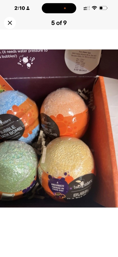 Two Sisters Spa Bubble Bath Bombs Spooky Surprise One Box, 6 Bath Bombs
