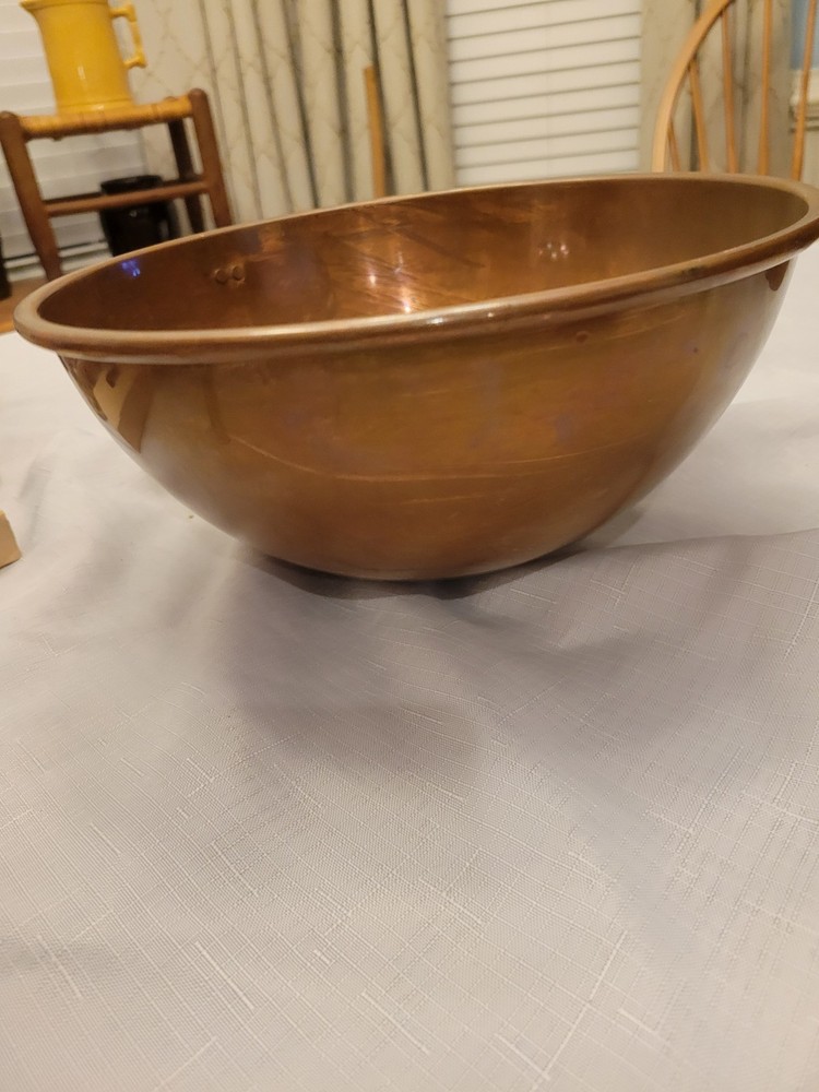 Vintage Copper Mixing Bowl Kitchen Decor Serving Bowl with Hanging Loop