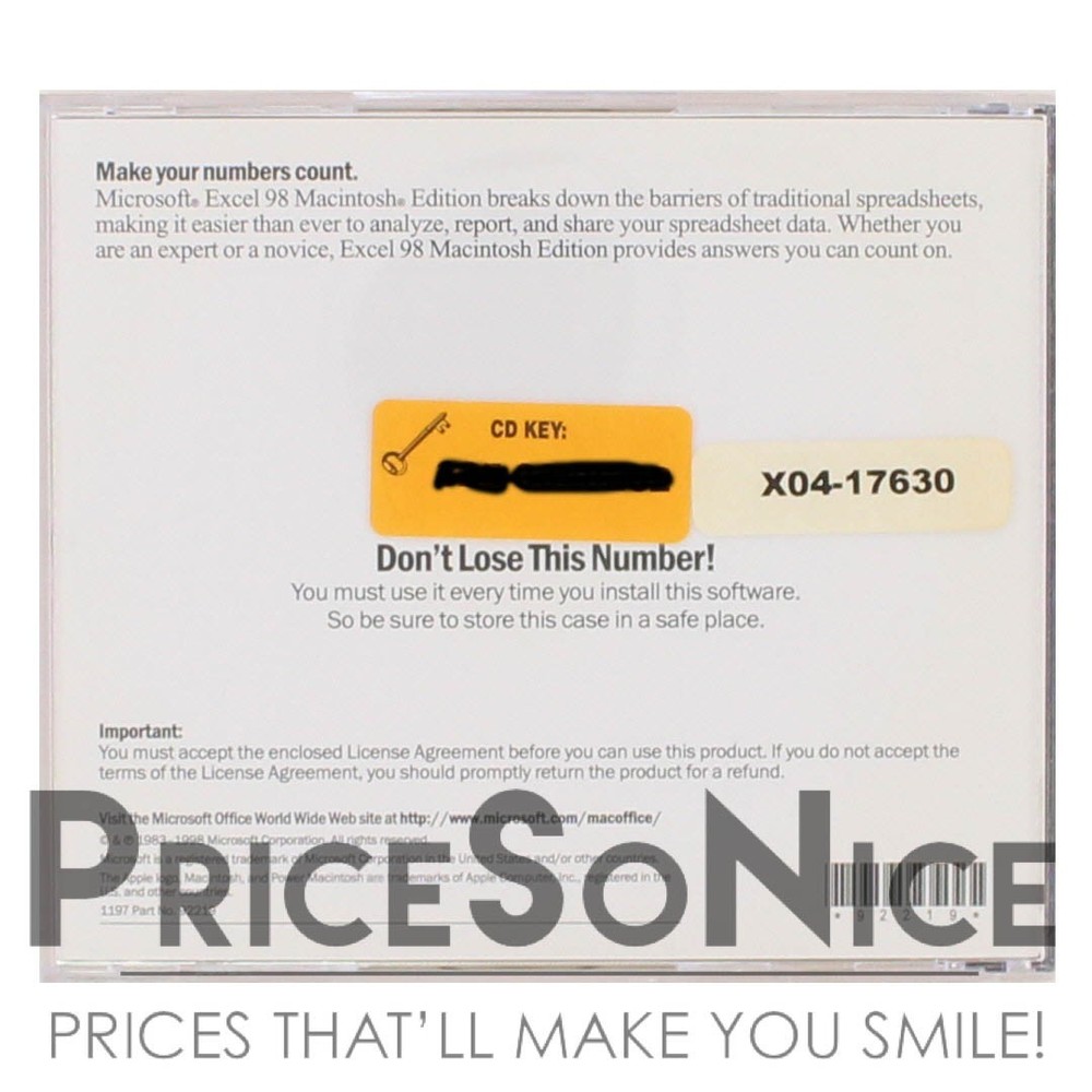 Microsoft Excel 98 Macintosh Edition CD – Vintage Mac Software – Original Disc