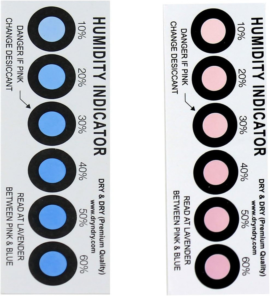 Humidity Indicator Cards 10-60% Reusable 20 Pack