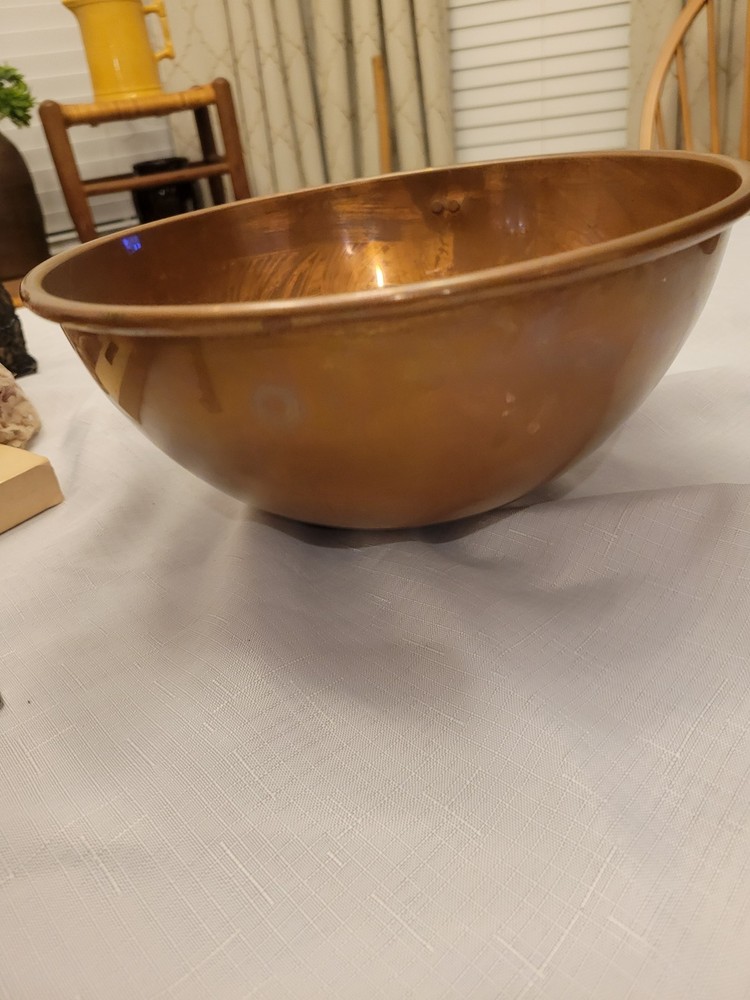 Vintage Copper Mixing Bowl Kitchen Decor Serving Bowl with Hanging Loop