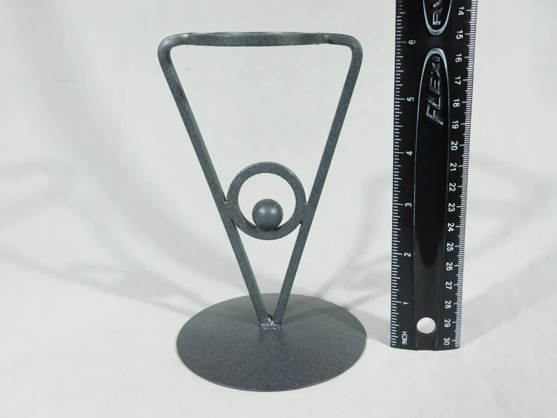 Sphere Display Stand Tall Iron Modern Design Dark Silver