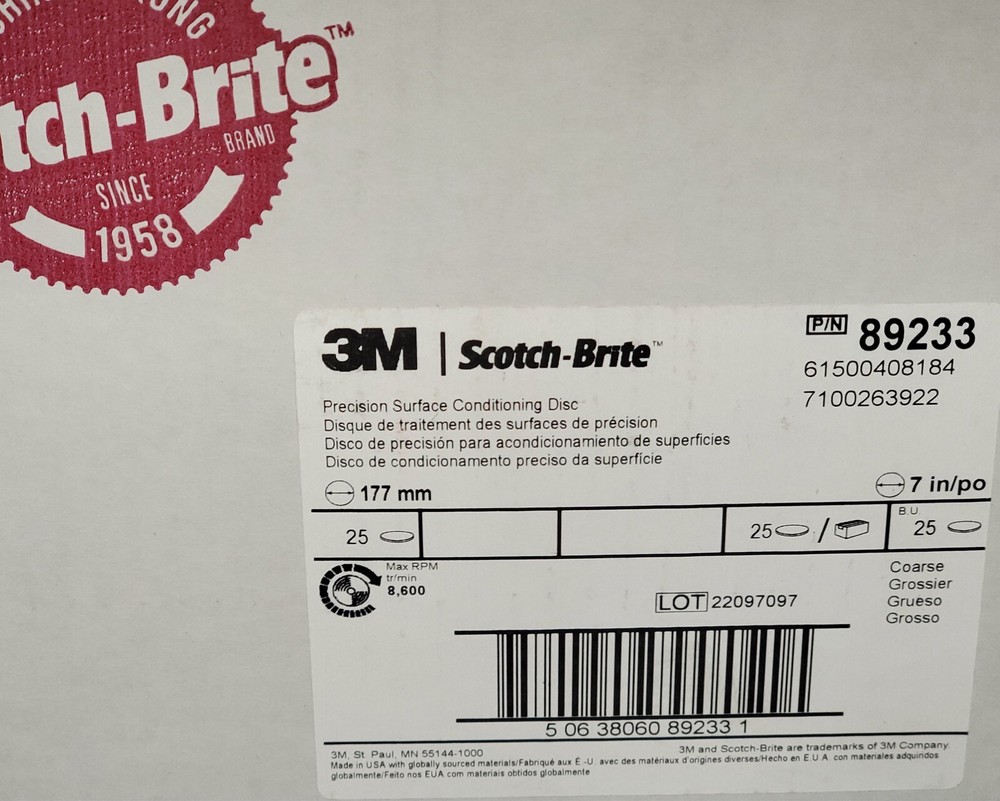 10) Scotch-Brite 7” Coarse Precision Ceramic Surface Conditioning Disc Hook Loop