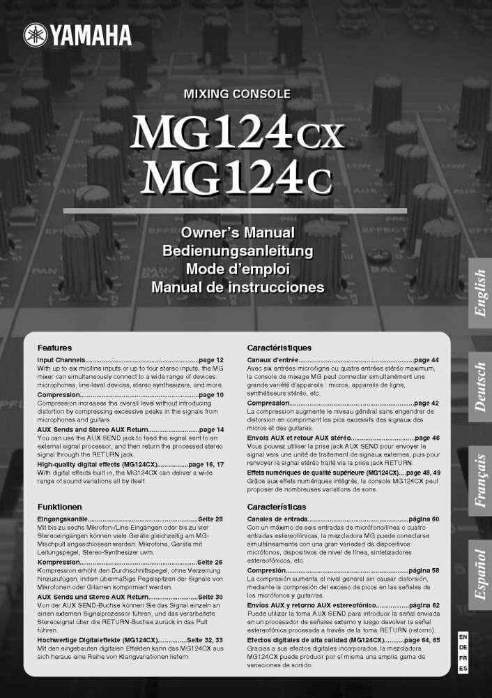 Yamaha MG-124-C Mixing Console Owners Manual