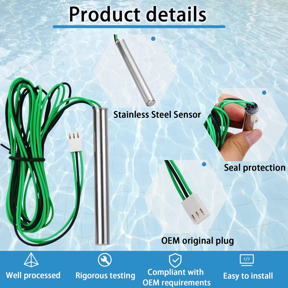 009577F Raypak Temperature Sensor, Compatible with Raypak Heaters 206A, 207A,...