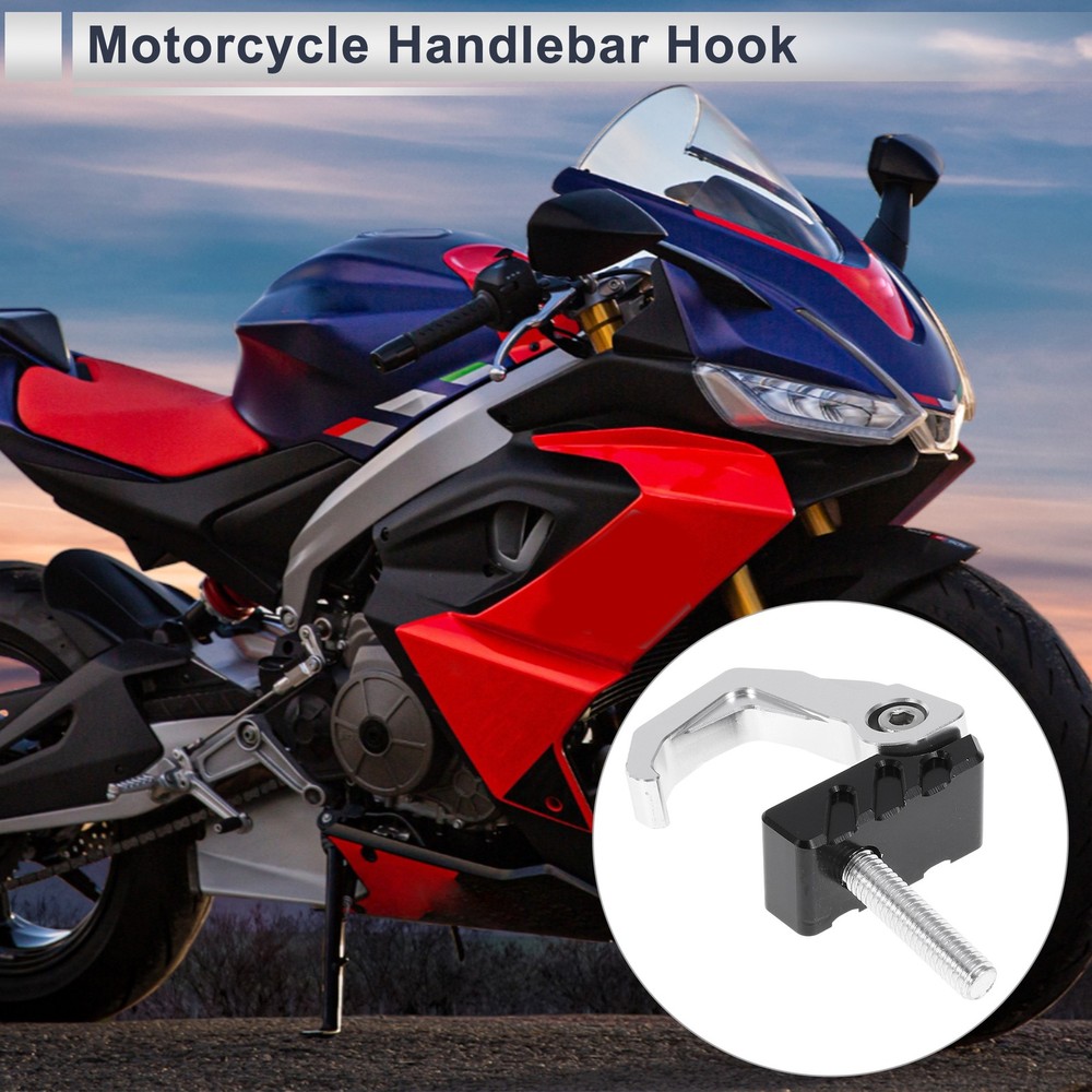 Motorcycle storage hook 42mm silver/black