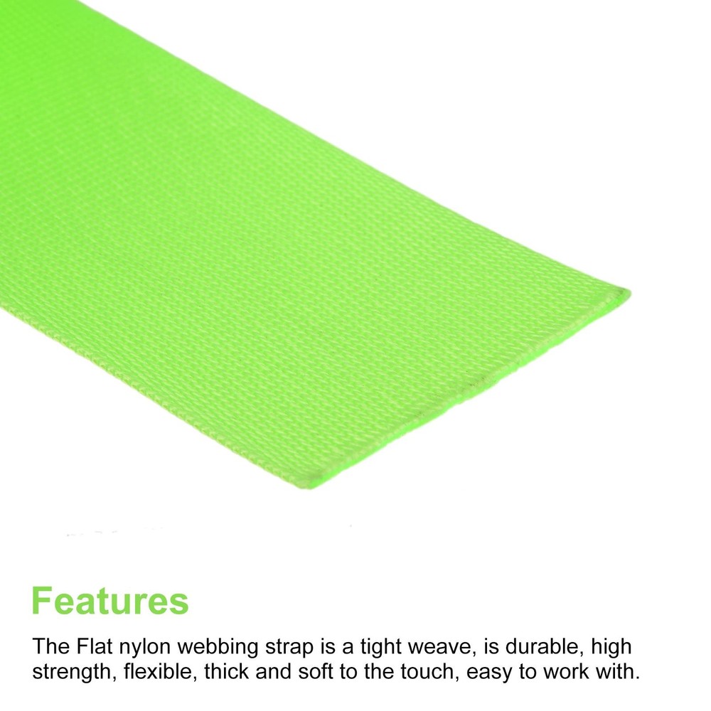 Flat Nylon Webbing Strap 1.5 Inch 10 Yards Bright Green for Backpack