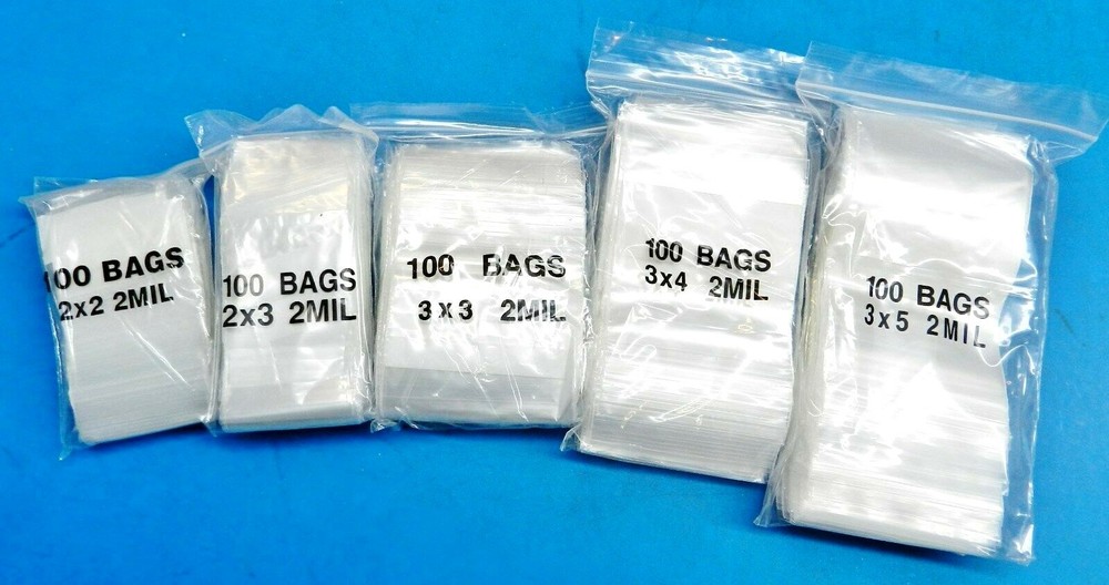 500 Bags White Block Assortment 2 Mil Writeable 5 Assorted Sizes Resealable Bag