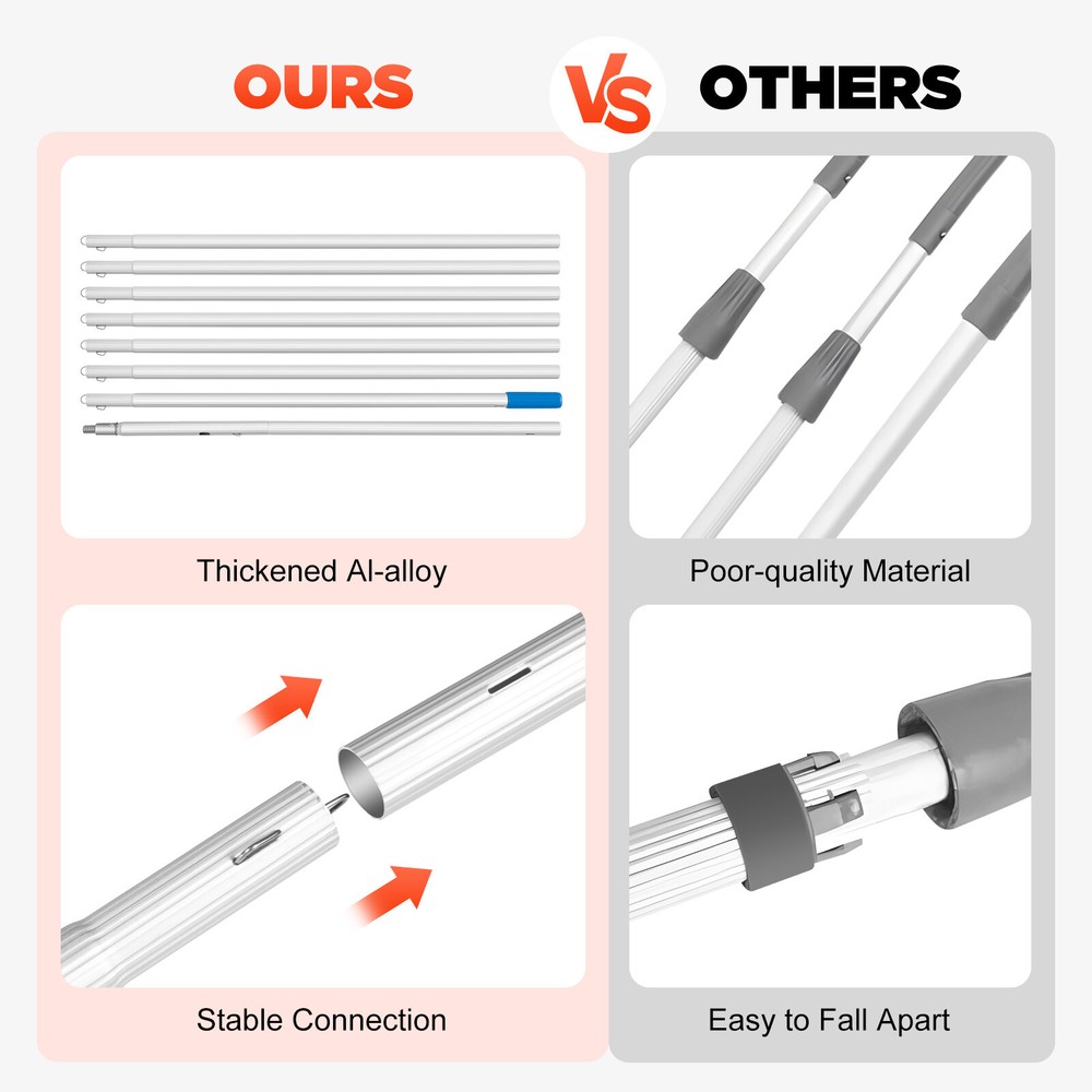 26 FT Water Fed Pole Kit Window Solar Panel Cleaning Extendable Telescopic Pole